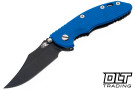 Hinderer 3.5" XM-18 Non Flipper Bowie MagnaCut - Battle Black DLC - Blue G-10