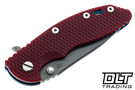 Hinderer 3.5" XM-18 Hollow Ground Slicer 20CV - Battle Blue Anodized Titanium - Working Finish Blade - Red G-10