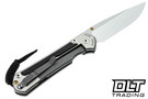 Chris Reeve Large Sebenza 31 - Polished Titanium & Blade - Bog Oak Inlay - #38 - Back