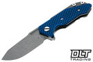 Hinderer Half Track Slicer Magnacut - Working Finish Titanium & Blade - Blue & Black G-10