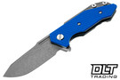 Hinderer Half Track Slicer Magnacut - Working Finish Titanium & Blade - Blue G-10