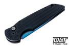 Pro-Tech TR-3 - Black Grooved Handle - Sapphire Blue MagnaCut Blade