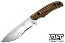 Benchmade Bone Collector 15005S-2 - Walnut Wood Rib Cage Pattern Handle - Partially Serrated D2 Blade