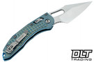 Microtech 169RL-10FRMS6 Stitch S/E Ram-Lok - Ice Blue Frag Titanium Handle - Stonewashed Blade - Blue Accents - Marfione Select