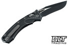 Microtech 137RL-1FLDBK Amphibian Ram-Lok - Distressed Black Fluted Handle - Black Apocalyptic Blade