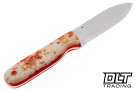 LT Wright Bushcrafter O1 - Scandi Grind - Dyed Red Bone - Orange Liners