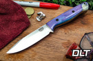 Bark River Blade Raid Custom Gunny Clip Point 3V Purple & Blue Spalted Maple Burl - Black Pins