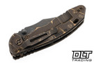 Hinderer 3.5" XM-18 Non Flipper Bowie MagnaCut - Bronze Battlefield Pickup - Titanium Warthog Machined Scale