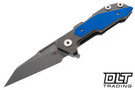 Hinderer Full Track Wharncliffe S45VN - Working Finish Titanium & Blade - Blue G-10
