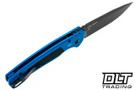 Kershaw Launch 21 with black blade and blue handles. 