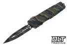 Microtech 1270-1TSCS Luminary ZBP D/E - Tiger Stripe Camo Handle - Cerakote Blade - Tritium Button Insert