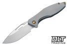Koenig Mini Arius Non Flipper - Patterned Titanium - Burnished M390 Blade - Polished Flats - Bronze Hardware