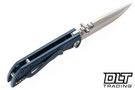 McNees PM Mac 2 3" - Hollow Grind - Atomic Blue Titanium - Satin Hardware - Satin Stonewash Blade