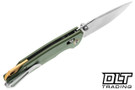 Kershaw Proximal 2058 - Olive G-10 Handle - Gold Aluminum Accents - Stonewashed D2 Blade