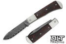 Kizer Trestle D - Damascus - Aluminum Bolster - Leopard Wood