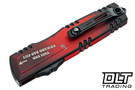Microtech 1270-1DPS Luminary ZBP D/E - Black & Red DP Handle - Black Blade - Tritium Button Insert