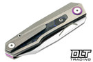 Divo Saloon - Purple Nurple - Beadblast Titanium Handle - Purple Flow Camo Carbon Inlay - Belt Satin S90V Blade