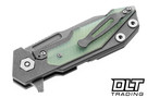 Hinderer Full Track Wharncliffe S45VN - Working Finish Titanium & Blade - Translucent Green G-10