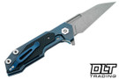 Hinderer Full Track Wharncliffe S45VN - Battle Blue Anodized Titanium - Working Finish Blade - Black G-10 - Back