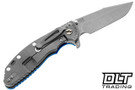 Hinderer XM-24 Harpoon Spanto S45VN - Working Finish Titanium & Blade - Blue G-10 - Back