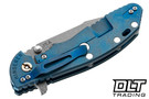 Hinderer XM-24 Harpoon Spanto S45VN - Battle Blue Anodized Titanium - Working Finish Blade - Black G-10