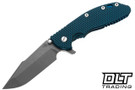 Hinderer XM-24 Harpoon Spanto S45VN - Battle Blue Anodized Titanium - Working Finish Blade - Blue & Black G-10