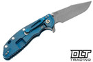 Hinderer XM-24 Harpoon Spanto S45VN - Battle Blue Anodized Titanium - Working Finish Blade - Blue & Black G-10 - Back