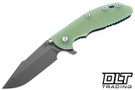 Hinderer XM-24 Harpoon Spanto S45VN - Battle Blue Anodized Titanium - Working Finish Blade - Translucent Green G-10