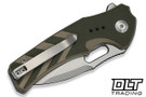 Civivi Knives Vexron Flipper C24066-2 - Milled Green & Tan G-10 - Stonewashed 14C28N Blade
