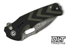 Civivi Knives Vexron Flipper C24066-DS1 - Milled Black & Green G-10 - Damascus Blade