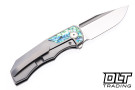 BergBlades TiCK - Bead Blasted Titanium - Abalone Inlay - Belt Satin S90V Blade