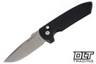 Pro-Tech Rockeye - Black Aluminum - Stonewash MagnaCut Blade - Black Lip Pearl Button