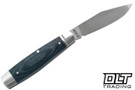 RoseCraft Barren Fork Jack - Blue Denim Micarta - Satin 14C28N Clip Point Blade