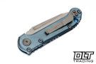 Microtech 1136-10MS11 LUDT Gen III Tanto - Ice Blue Anodized Titanium - Stonewashed Blade - Blue Titanium Accents - Marfione Select