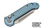 Microtech 1136-10FRMS6 LUDT Gen III Tanto - Ice Blue Anodized Frag Titanium - Stonewashed Blade - Blue Titanium Accents - Marfione Select