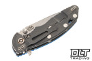 Hinderer 3.25" XM-18 S45VN Spearpoint - Working Finish Titanium - Stonewashed Blade - Blue G-10