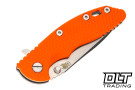 Hinderer 3.25" XM-18 S45VN Spearpoint - Working Finish Titanium - Stonewashed Blade - Orange G-10