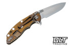 Hinderer 3.25" XM-18 S45VN Spearpoint - Bronze Anodized Titanium - Stonewashed Blade - OD Green G-10 - Back
