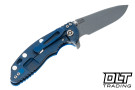 Hinderer 3.25" XM-18 S45VN Spearpoint - Battle Blue Anodized Titanium - Working Finish Blade - Blue G-10 - Back