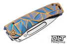 Medford Marauder Drop Point - Tumbled MagnaCut - Aqua & Bronze Stained Glass Sculpting - Bronze Hardware & Clip #2