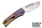 Medford Marauder Tanto - Tumbled MagnaCut - Bronze Violet Fade Stained Glass to Peaks & Valley Sculpting - Flamed H & C#1