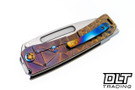 Medford Marauder Tanto - Tumbled MagnaCut - Bronze Violet Fade Stained Glass to Peaks & Valley Sculpting - Flamed H & C#2