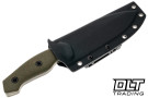 Kunwu Stiffy G - Olive Green Micarta - DLC Assab 88 Blade - Kydex Sheath