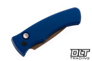 Pro-Tech Duke 2 - Navy Blue Aluminum Handle - Tan PVD MagnaCut Blade - Black Lip Pearl Button