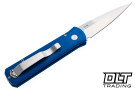 Pro-Tech Godson - Blue Aluminum Handle - Satin Blade