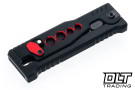 Reate EXO-U Utility Blade - Speed Holes - Black Anodized Aluminum - Red Holes