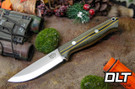 Bark River Gunny Scandi 3V Green Canvas Micarta - Yellow Liners - Yellow Rope Racing Stripe