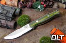 Bark River Gunny Scandi 3V Green Canvas Micarta - Thick Toxic Green Liners - Toxic Green Rope Racing Stripe