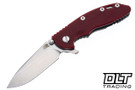 Hinderer 3.25" XM-18 S45VN Spearpoint - Working Finish Titanium - Stonewashed Blade - Red G-10