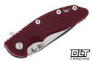 Hinderer 3.25" XM-18 S45VN Spearpoint - Working Finish Titanium - Stonewashed Blade - Red G-10